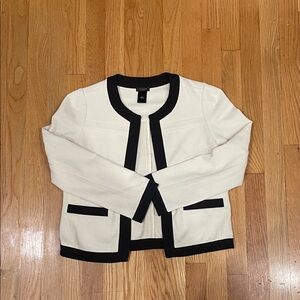 Ann Taylor Factory Ivory and Black Trim Blazer
